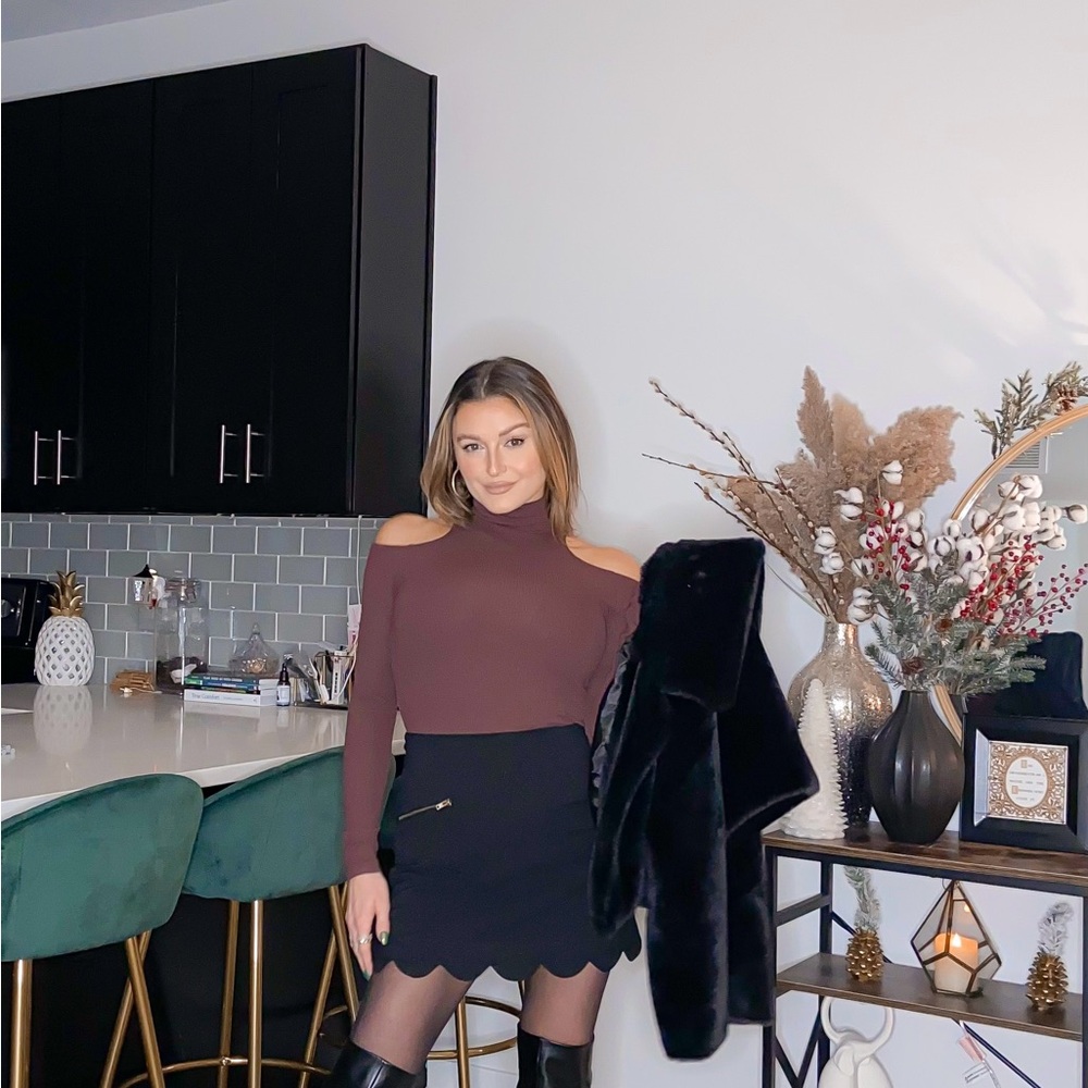 Brown Cold Shoulder Top